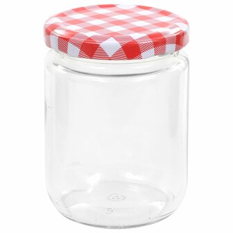 Jampotten met wit met rode deksels 96 st 230 ml glas