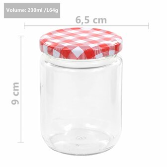 Jampotten met wit met rode deksels 96 st 230 ml glas