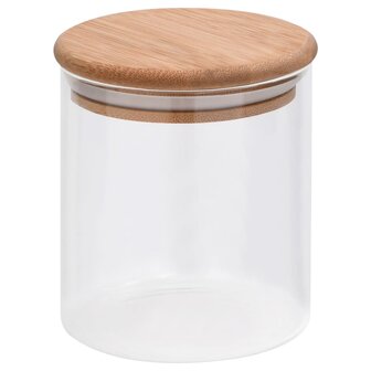 Opbergpotten met bamboe deksel 10 st 600 ml glas