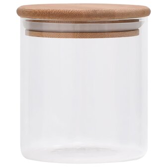 Opbergpotten met bamboe deksel 10 st 600 ml glas