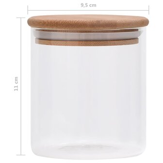 Opbergpotten met bamboe deksel 10 st 600 ml glas