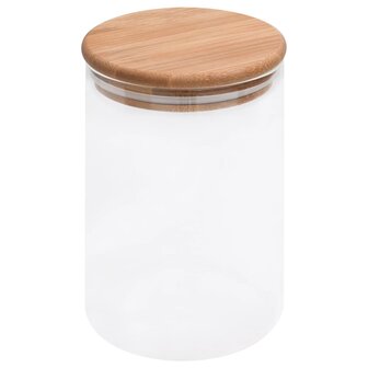 Opbergpotten met bamboe deksels 4 st 800 ml glas