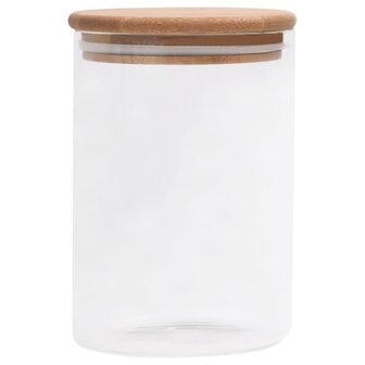 Opbergpotten met bamboe deksels 4 st 800 ml glas