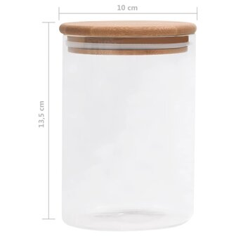 Opbergpotten met bamboe deksels 4 st 800 ml glas