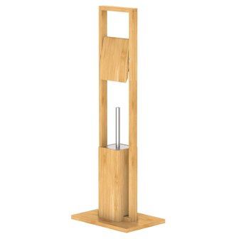 Toiletset toiletrol- en toiletborstelhouder 30x21x82 cm bamboe