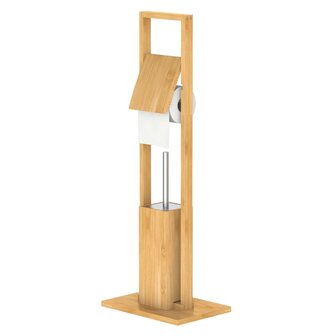 Toiletset toiletrol- en toiletborstelhouder 30x21x82 cm bamboe