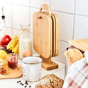 7-delige Snijplankenset met rek bamboe