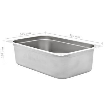 Gastronormbakken 2 st GN 1/1 150 mm roestvrij staal