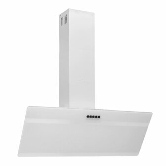 Wandafzuigkap 90 cm staal en gehard glas wit