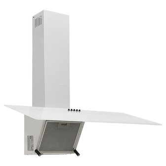 Wandafzuigkap 90 cm staal en gehard glas wit