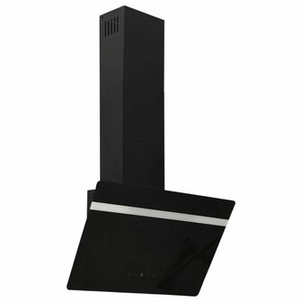 Wandafzuigkap 60 cm staal en gehard glas zwart