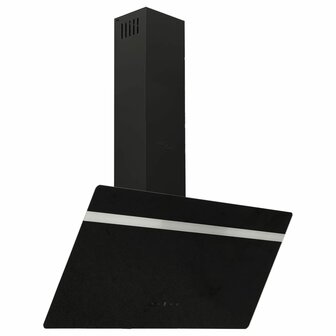 Wandafzuigkap 90 cm staal en gehard glas zwart