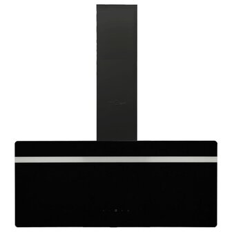 Wandafzuigkap 90 cm staal en gehard glas zwart