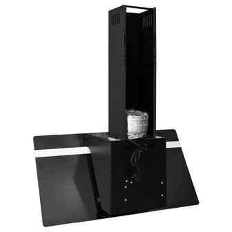 Wandafzuigkap 90 cm staal en gehard glas zwart