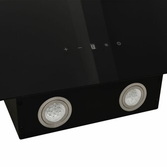 Wandafzuigkap 90 cm staal en gehard glas zwart