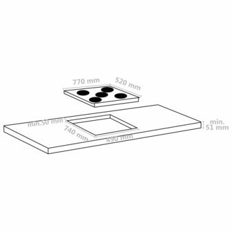 Keramische kookplaat 5 kookzones aanraakbediening 8500 W 77 cm