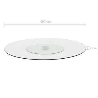 Serveerbord draaiend 60 cm gehard glas transparant