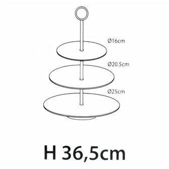 Etag&egrave;re 3-laags 36,5 cm matzwart
