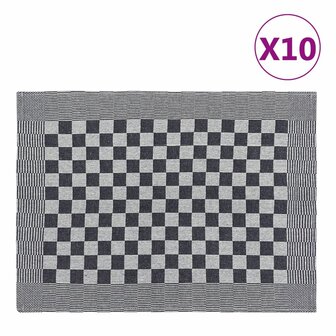 Keukendoeken 10 st 50x70 cm katoen zwart en wit