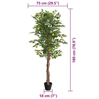 Kunstcitroenboom met 3 stammen 180 cm polypropeen groen