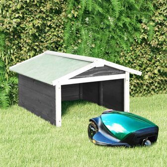 Overkapping voor grasmaaier 72x87x50 cm vurenhout grijs en wit