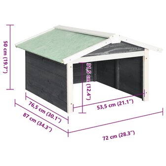 Overkapping voor grasmaaier 72x87x50 cm vurenhout grijs en wit