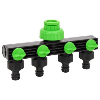 Kraanadapter 4-wegs 19,5x6x11 cm ABS &amp; PP groen en zwart