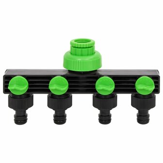 Kraanadapter 4-wegs 19,5x6x11 cm ABS &amp; PP groen en zwart