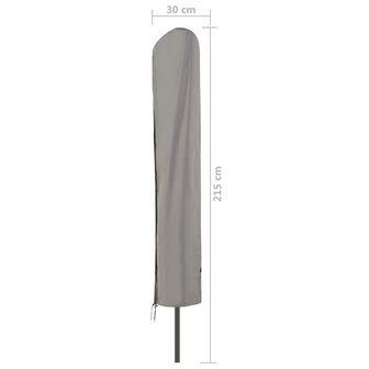 Hoes voor staande parasol 215x30 cm grijs