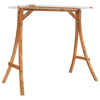 Schommelframe met cr&egrave;mekleur dak gebogen hout met teakafwerking