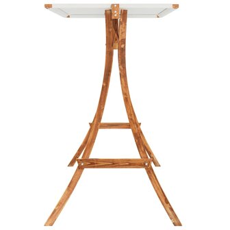 Schommelframe met cr&egrave;mekleur dak gebogen hout met teakafwerking