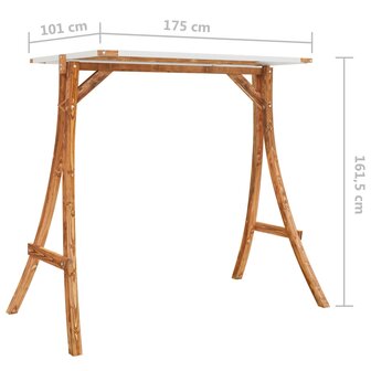 Schommelframe met cr&egrave;mekleur dak gebogen hout met teakafwerking