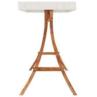 Schommelframe met cr&egrave;mekleur dak gebogen hout met teakafwerking