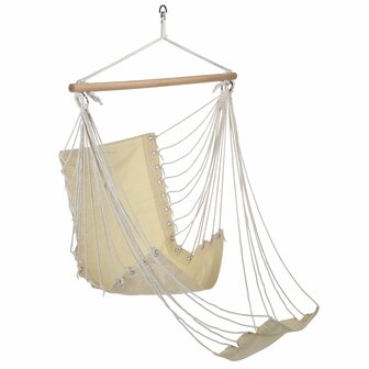 Hangstoel met voetensteun katoen canvas beige