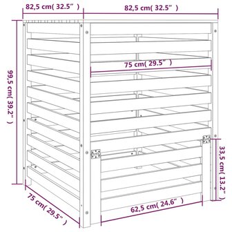 Compostbak 82,5x82,5x99,5 cm massief grenenhout grijs