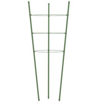 Plantensteunen 5 st met 3 ringen 75 cm staal groen