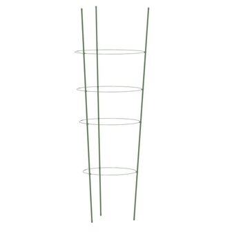 Plantensteunen 5 st met 4 ringen 90 cm staal groen