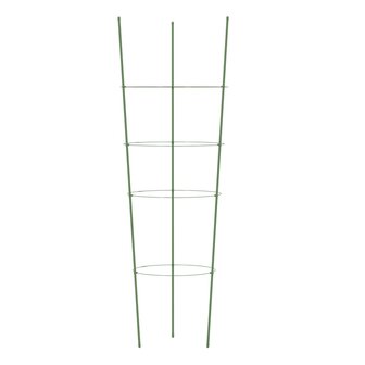 Plantensteunen 5 st met 4 ringen 90 cm staal groen