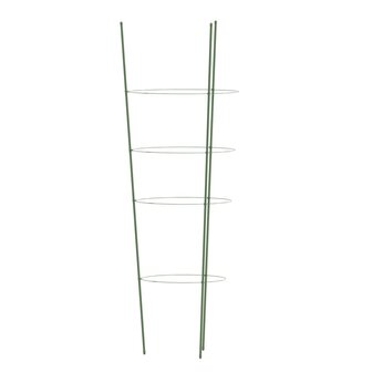 Plantensteunen 5 st met 4 ringen 90 cm staal groen