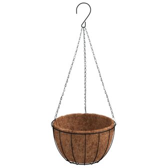Plantenbakken hangend 4 st met kokosbak staal &Oslash; 30x52 cm zwart