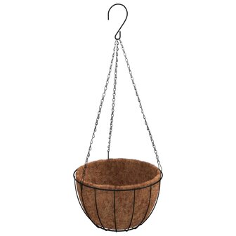 Plantenbakken hangend 4 st met kokosbak staal &Oslash; 35x52 cm zwart