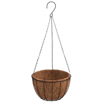 Plantenbakken hangend 4 st met kokosbak staal &Oslash; 40x63 cm zwart
