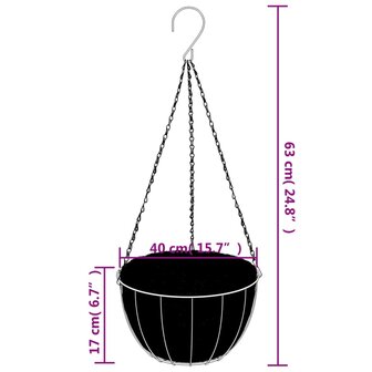 Plantenbakken hangend 4 st met kokosbak staal &Oslash; 40x63 cm zwart