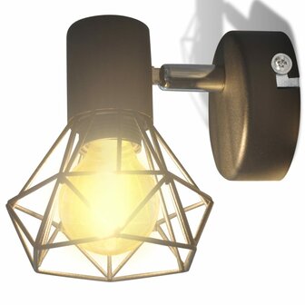 Wandlampen 2 st met LED industri&euml;le stijl zwart
