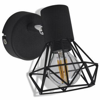 Wandlampen 2 st met LED industri&euml;le stijl zwart
