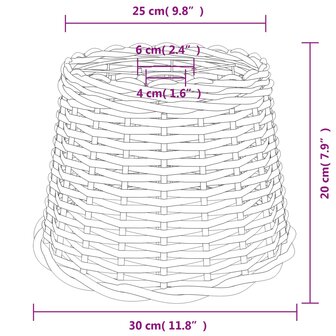 Plafondlampenkap &Oslash;30x20 cm wicker wit