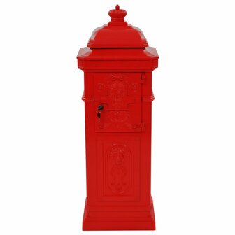 Pilaar brievenbus vintage stijl roestbestendig aluminium rood