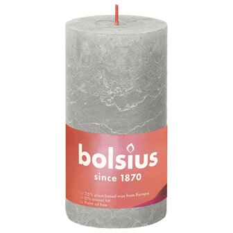 Stompkaarsen Shine 4 st rustiek 130x68 mm zandgrijs