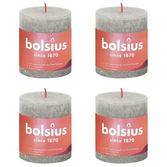 Stompkaarsen Shine 4 st rustiek 80x68 mm zandgrijs