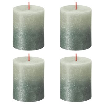 Stompkaarsen Sunset 4 st rustiek 80x68 mm mistgroen oxideblauw